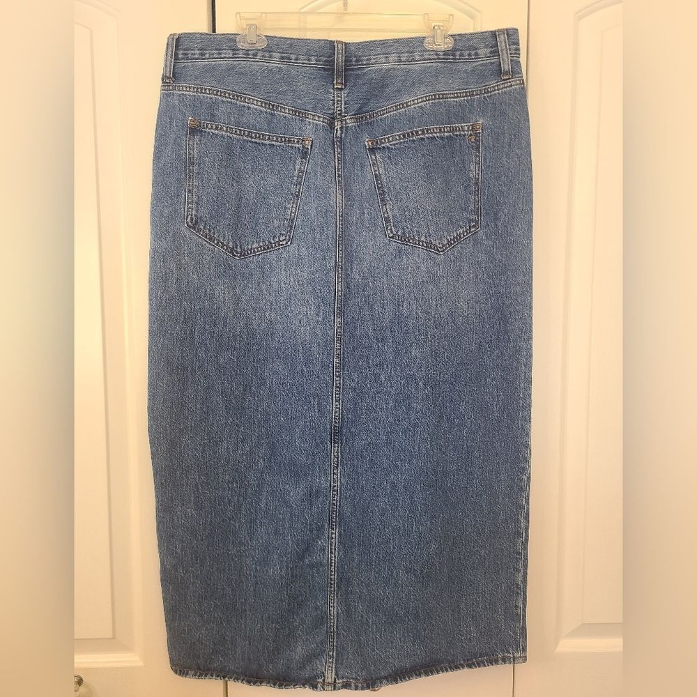 Madewell Denim Mid-Rise Maxi Skirt in Pratt Wash Retro 90's Inspired Size 32 - Picture 8 of 16